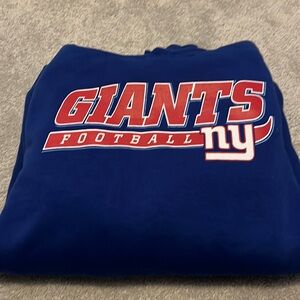NFL team apparel youth NY Giants hooded sweatshirt with front pocket.